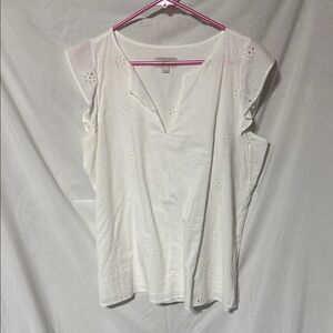 LOFT Cream Eyelet Blouse